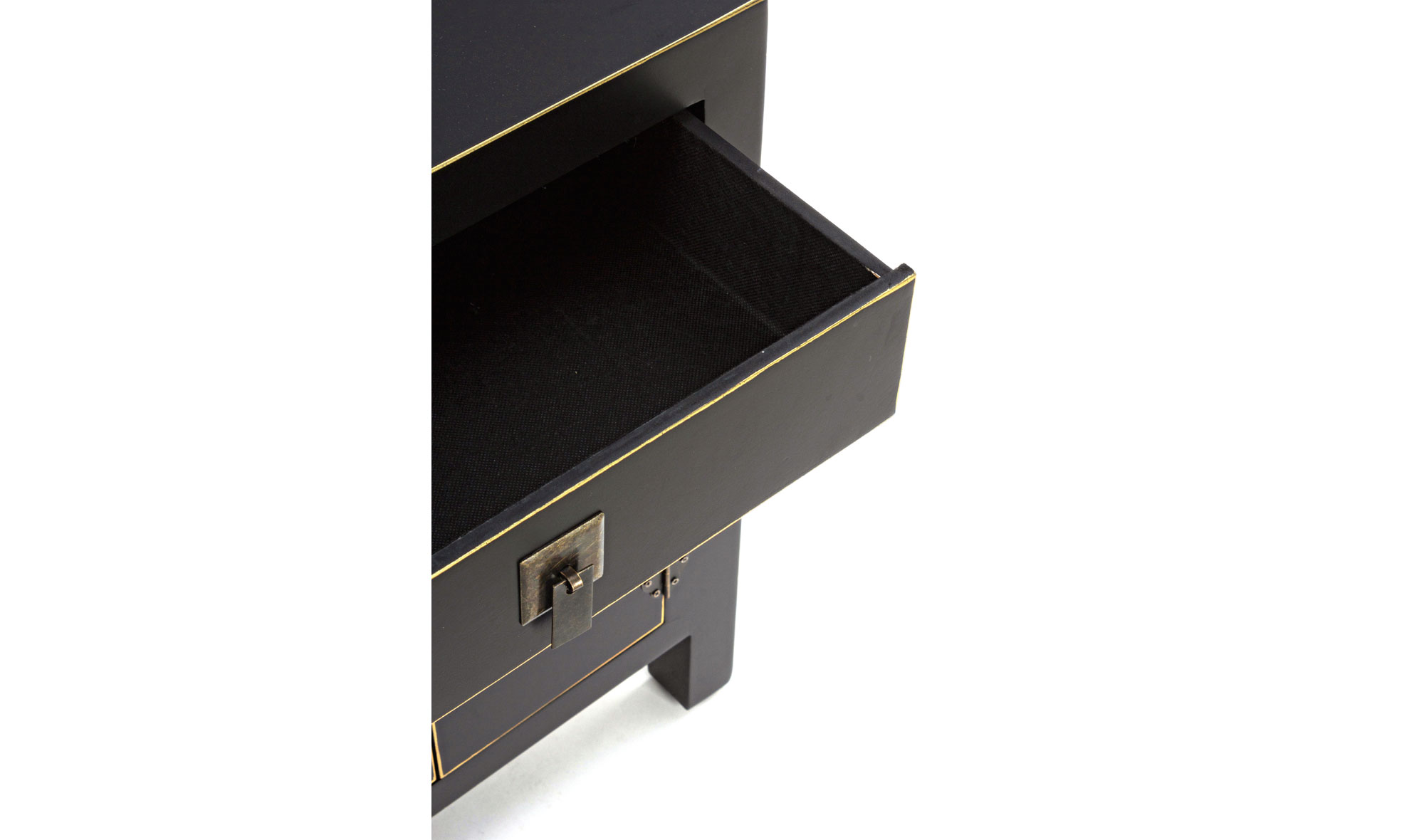 Mesita de noche 2 puertas 1 cajon negro vintage Pachino
