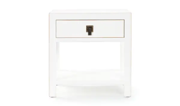 Mesa de noche 1 cajon blanco vintage Pachino