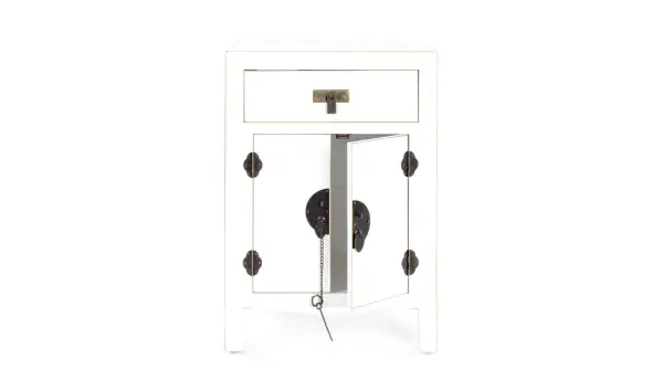 Mesita de noche 2 puertas 1 cajon blanco vintage Pachino