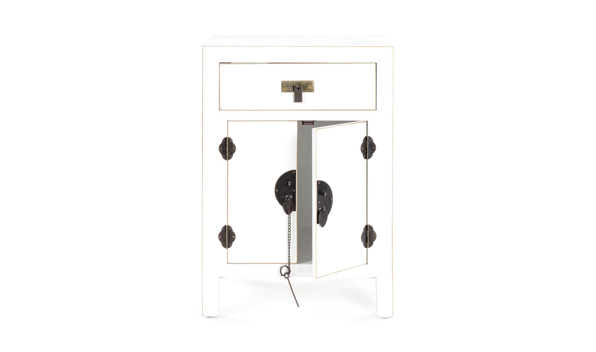 Mesita de noche 2 puertas 1 cajon blanco vintage Pachino