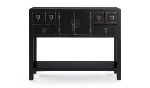 Consola 2 puertas 6 cajones negro vintage Pechino