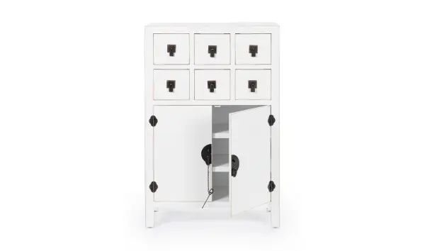 Aparador 2 puertas 6 cajones blanco vintage Pechino