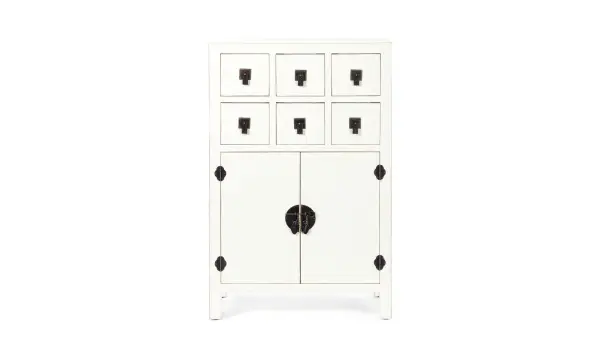 Aparador 2 puertas 6 cajones blanco vintage Pechino