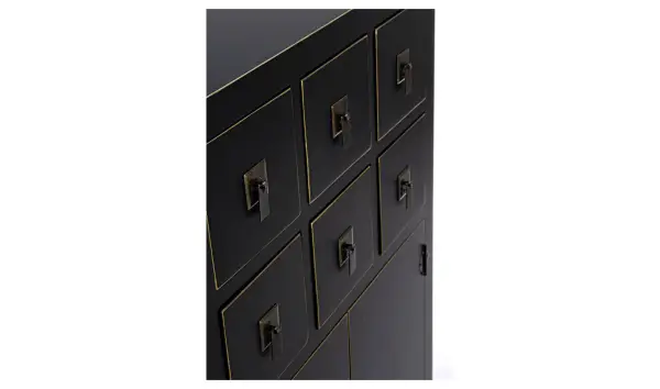 Aparador 2 puertas 6 cajones negro vintage Pechino