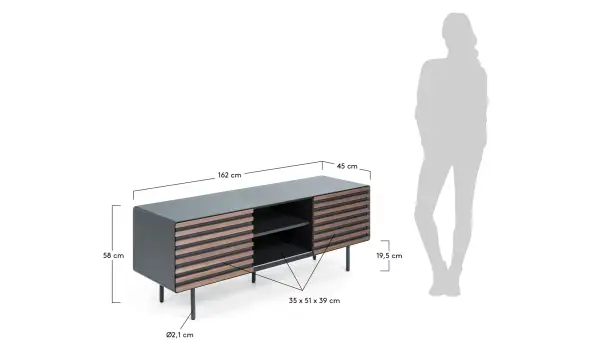Mueble tv grafito vintage Kesia