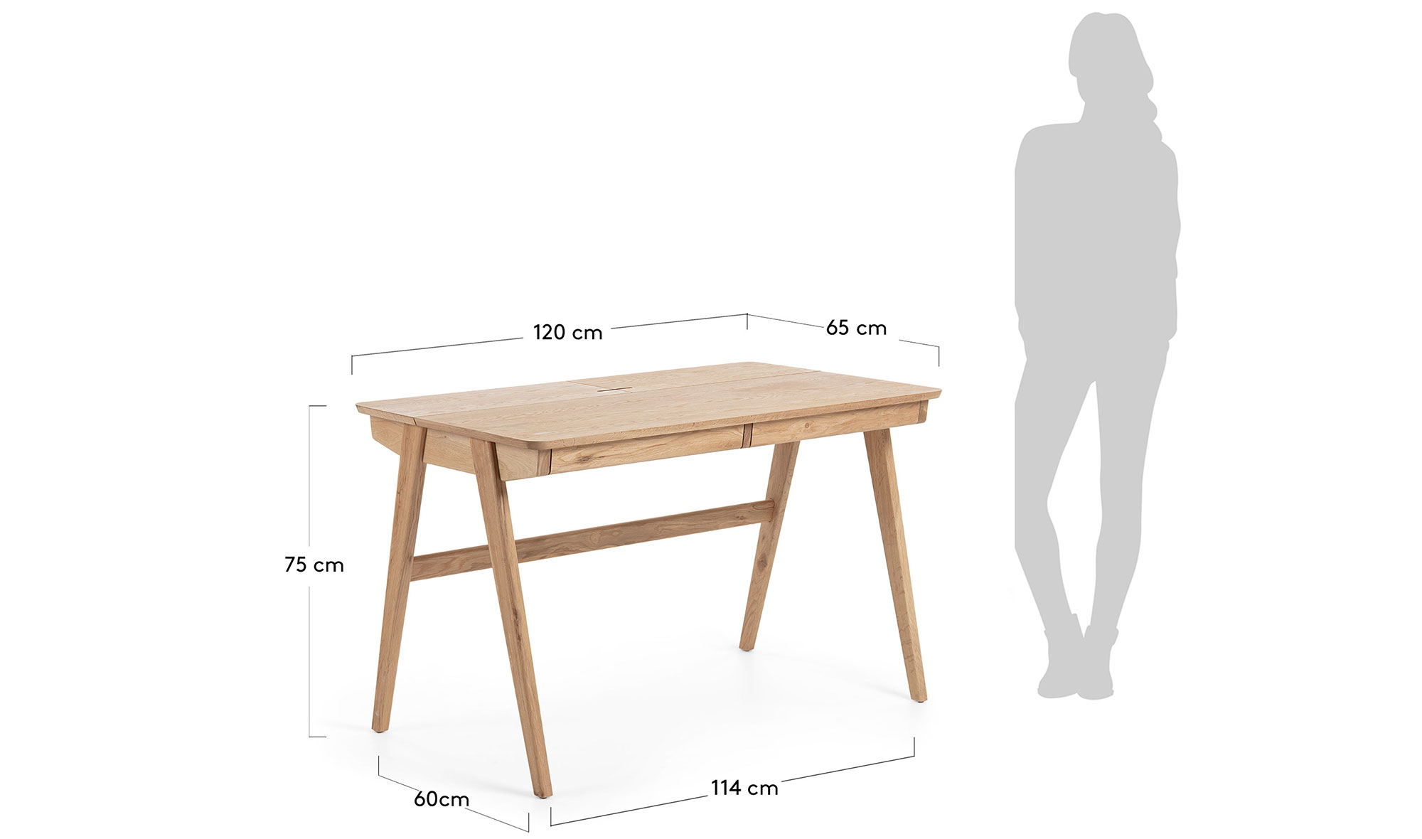 Mesa de escritorio chapa natural de fresno Kajes