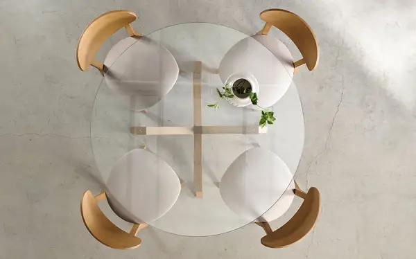 Mesa de comedor roble y cristal Roma