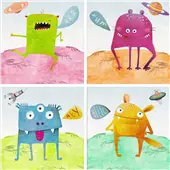 Coleccion mini canvas marcianos