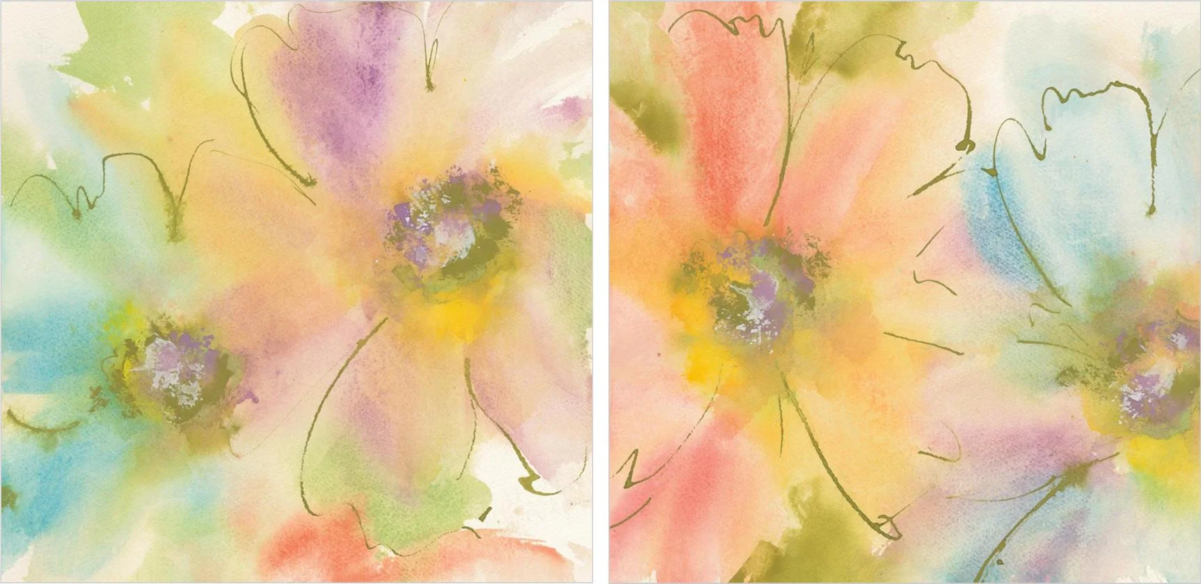 Pareja cuadros rainbow cosmos