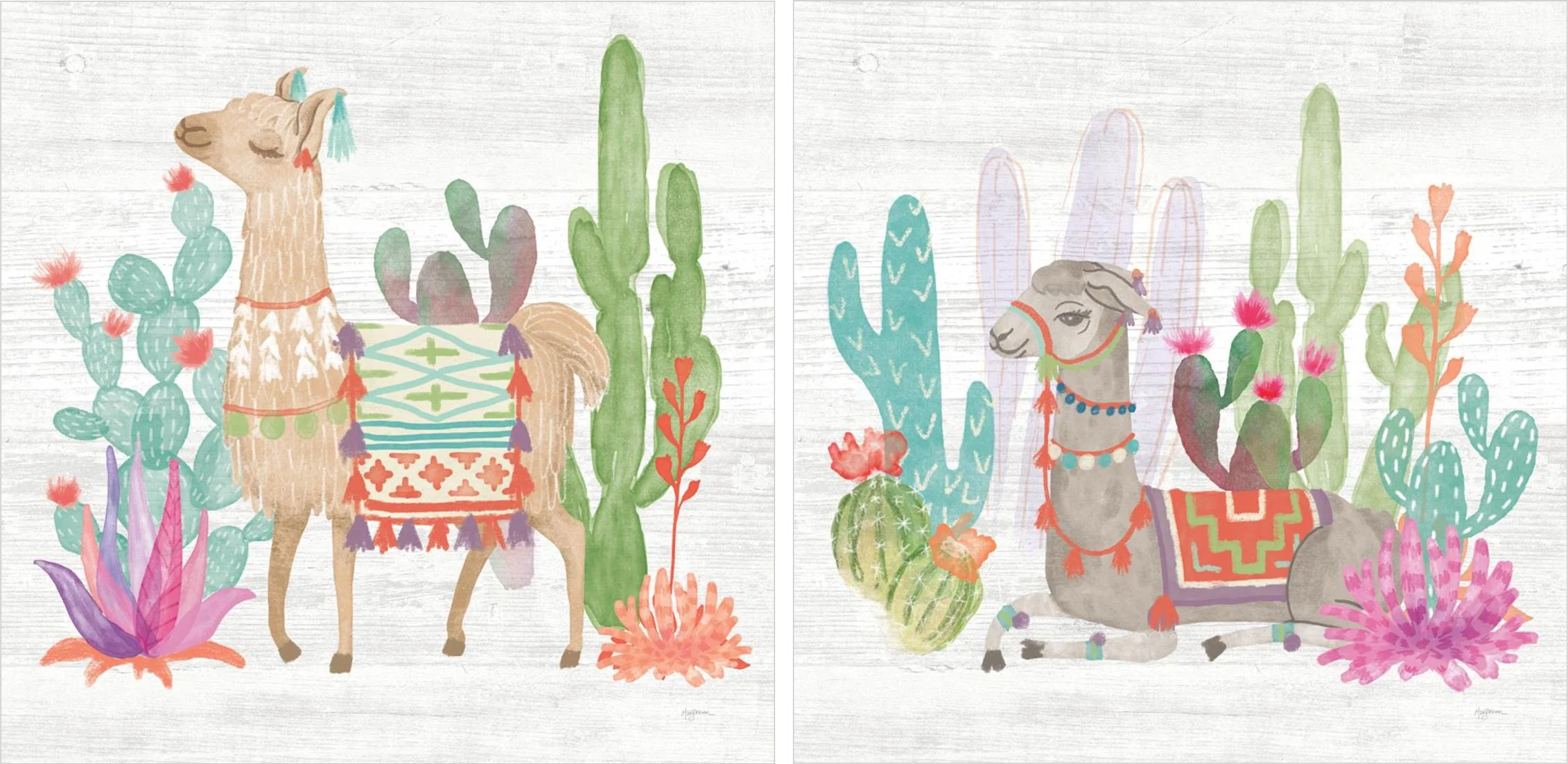 Pareja de cuadros lovely llamas