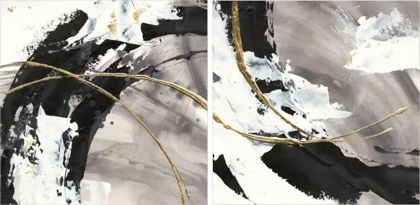 Pareja de cuadros abstractos gilded arcs