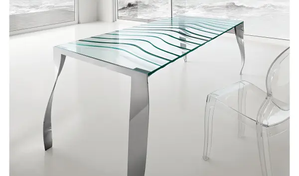 Mesa de comedor cristal Luz de luna Tonelli