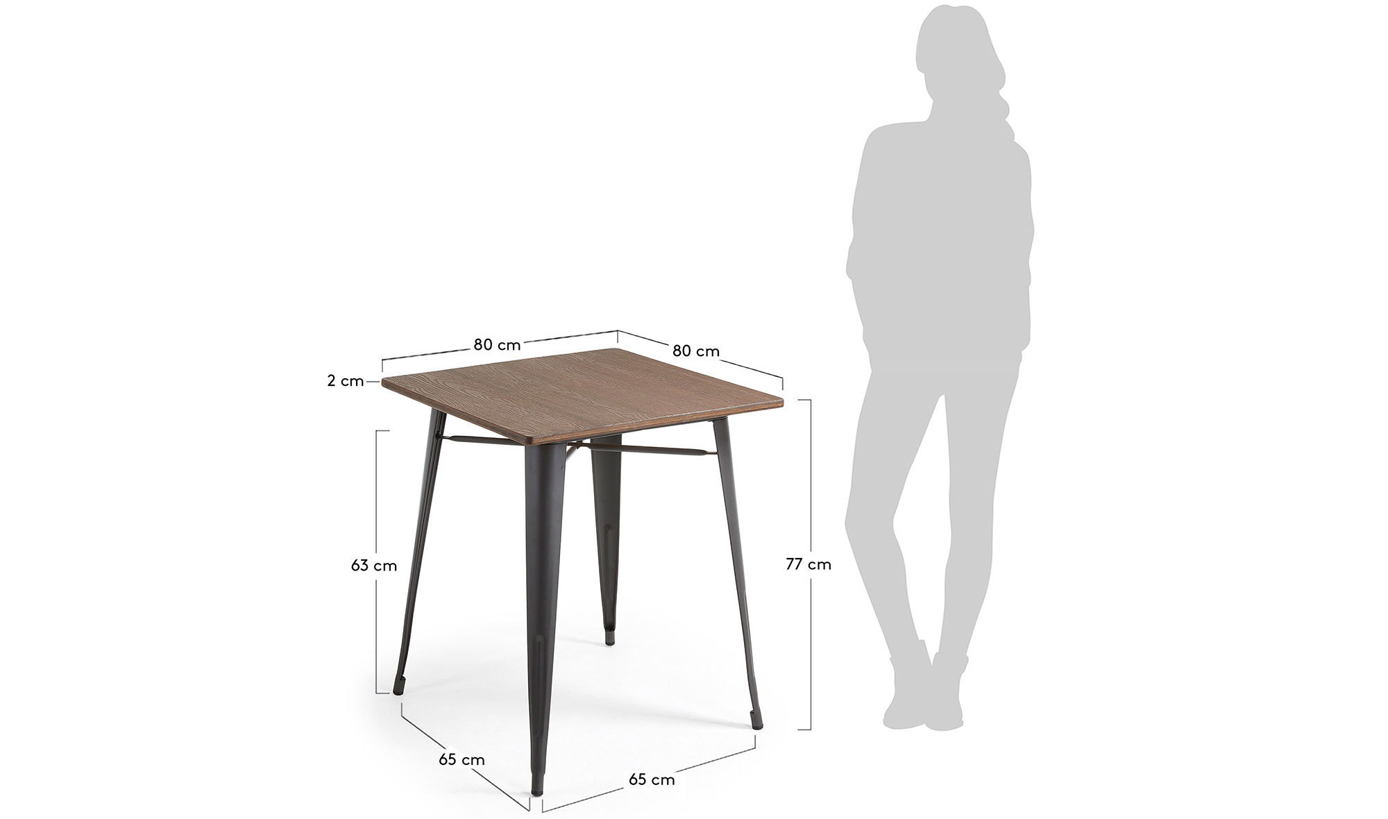 Mesa comedor cuadrada industrial Bulima