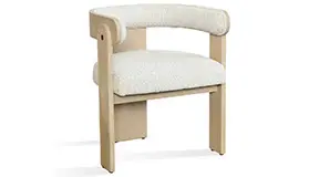 Silla moderna de madera y bouclé beige Agra
