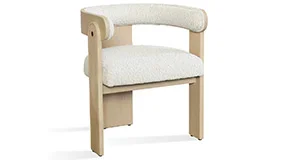Silla moderna de madera y bouclé beige Agra Menhir