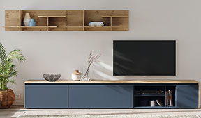 Mueble tv azul ballena lacado Bitinia