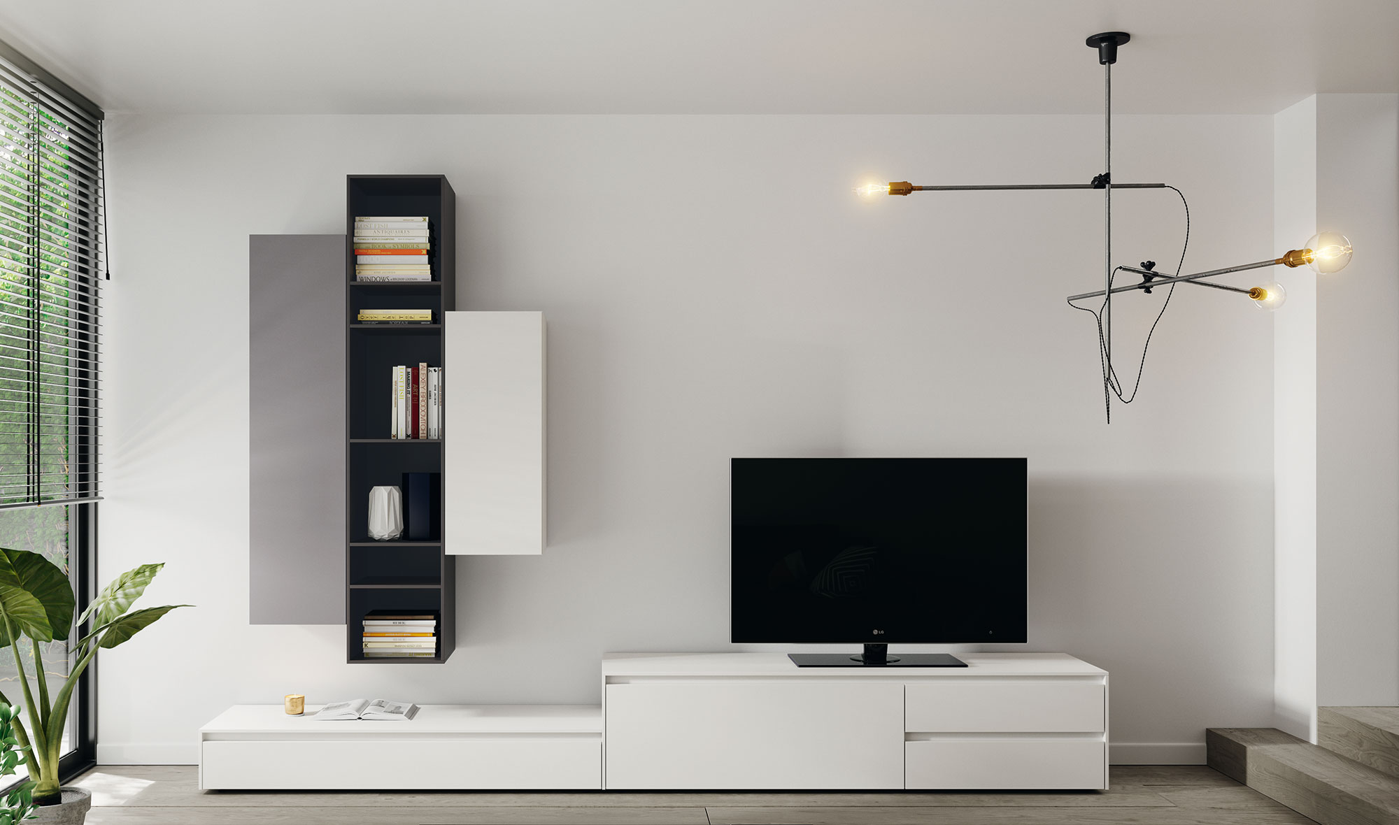 Mueble tv blanco lacado Naica de lujo en . Tu tienda de  muebles de lujo