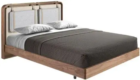 Cama para colchón de 160 tapizada y nogal Beigora