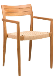 Silla madera teka y cuerda natural
