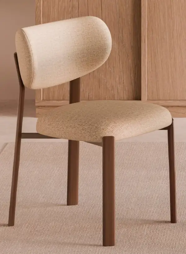 Silla madera nogal beige Rumi