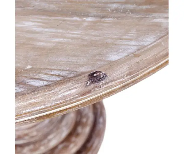 Mesa de comedor redonda tallada patina mango