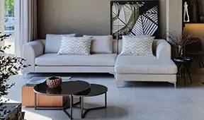 Sofá con chaise longue de diseño Beata