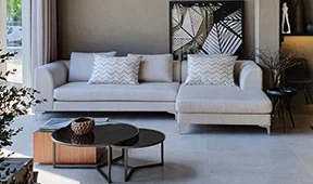 Sofá con chaise longue de diseño Beata