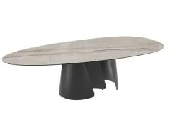 Mesa de comedor oval tapa porcelánica Belem 270 Mesa de comedor oval tapa porcelánica Belem 270