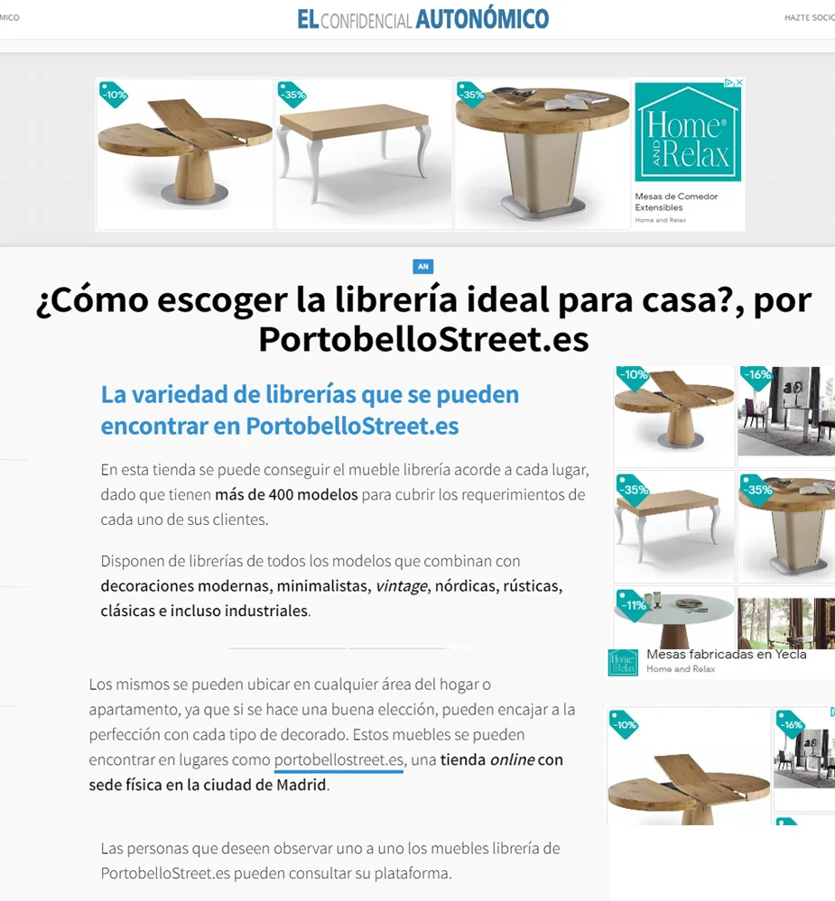 ¿Cómo escoger la librería ideal para casa, por PortobelloStreet.es?