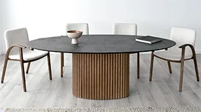 Mesa de comedor ovalada porcelánico Aure Mesa de comedor ovalada porcelánico Aure