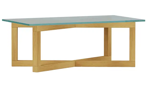 Mesa de centro cristal y roble nórdica Cross