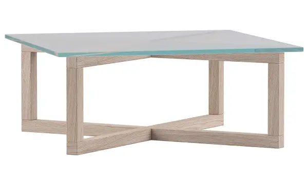Mesa de centro cristal y roble nórdica Cross