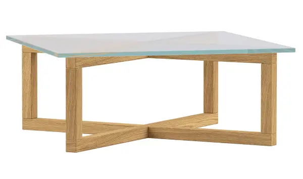 Mesa de centro cristal y roble nórdica Cross