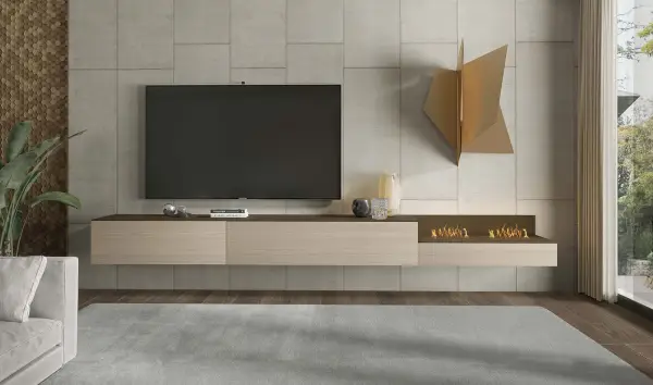 Mueble de tv Treviso con chimenea eléctrica