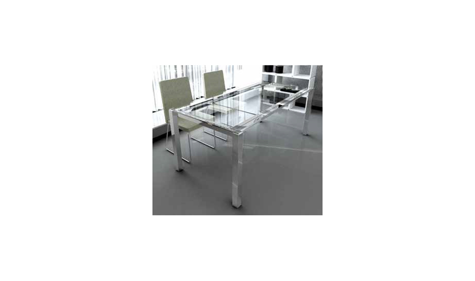 Mesa de Comedor extensible acero y cristal Rosa