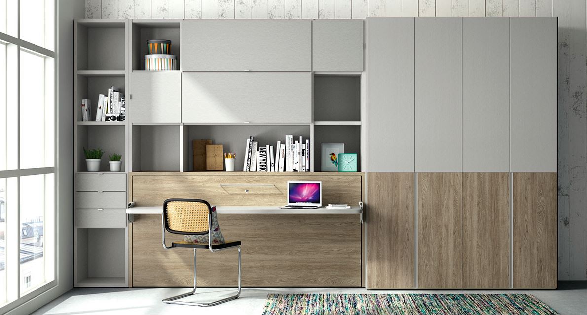 Cama abatible horizontal con mesa plegable en la cama Boston