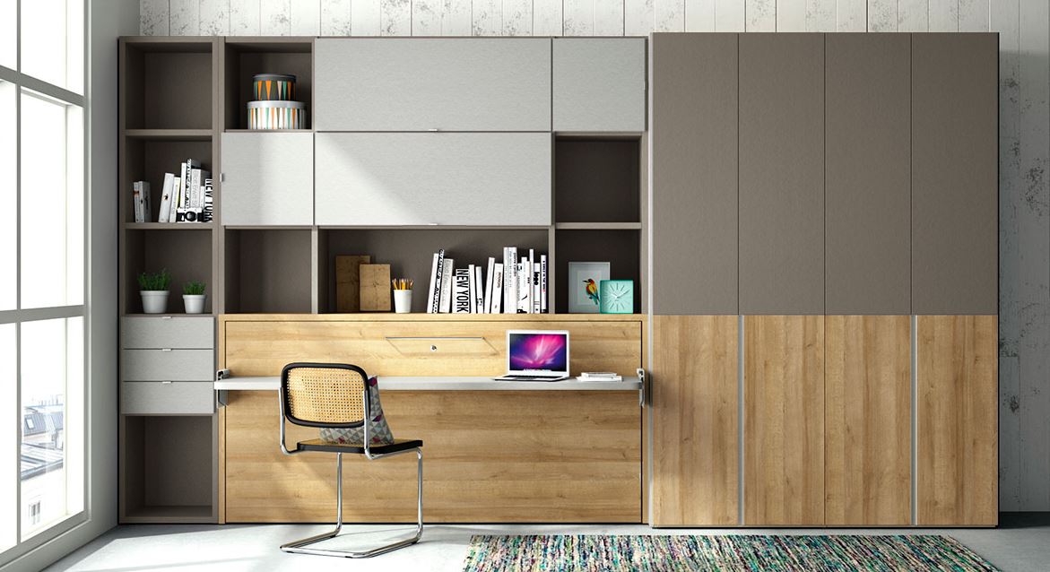 Cama abatible horizontal con mesa plegable en la cama Boston