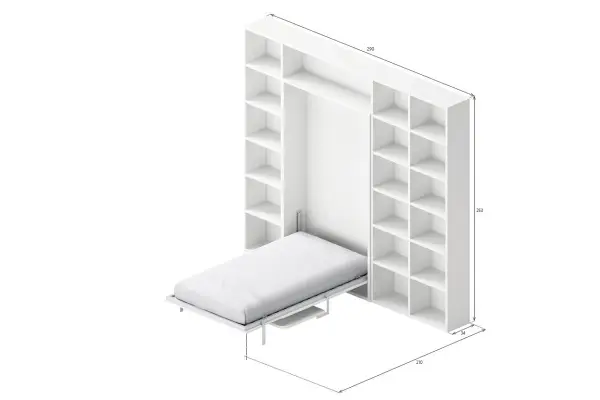 Cama abatible vertical con mesa plegable en la cama Praga