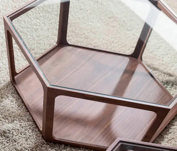 Mesa de centro hexagonal nogal Fekir
