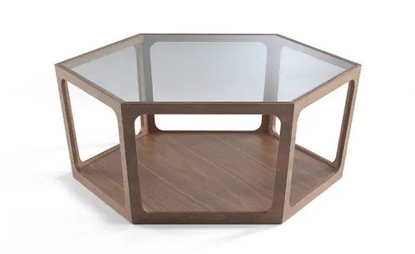 Mesa de centro hexagonal nogal Fekir