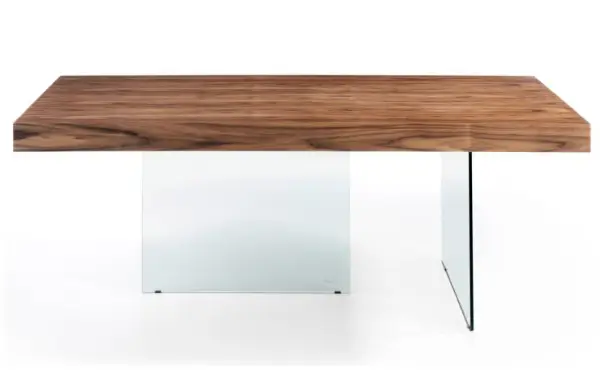 Mesa de comedor nogal y cristal Petir