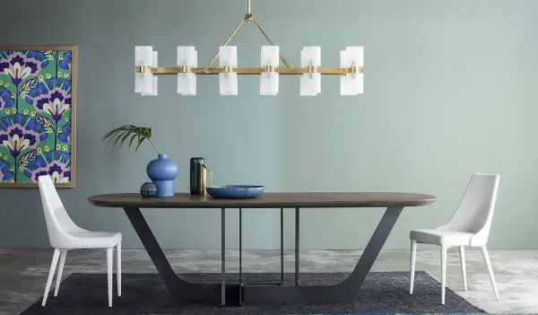 Mesa de comedor ova roble macizo y metal Cosmopolitan