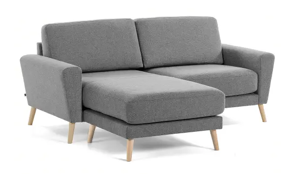 Sofá gris de 2 plazas con chaise longue