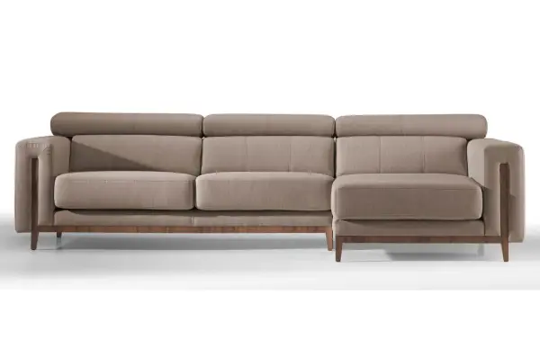 Sofá Alessandro con chaise longue en nogal