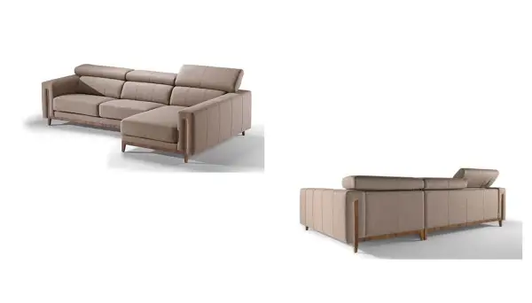 Sofá Alessandro con chaise longue en nogal