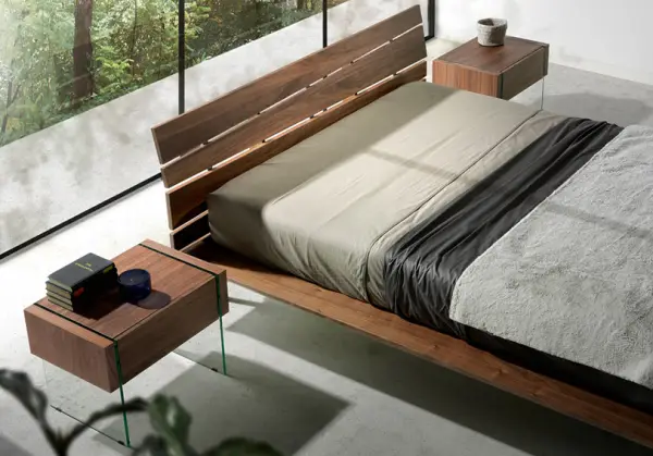 Cama nogal y cristal Munio