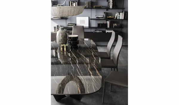 Mesa de comedor 240 Skorpio Keramic Portoro brillo Cattelan