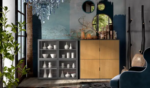 Vitrina 4 puertas industrial Loft