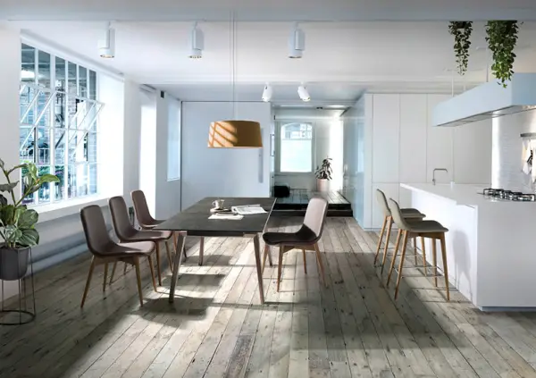 Mesa de comedor extensible porcelánico Gistola