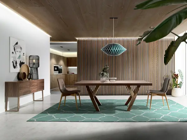 Mesa de comedor de diseño nogal Busa